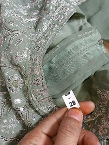 Green Aliya cut Kurta with tulip dupatta set