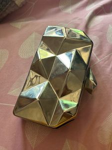 Geometric Metallic Clutch Bag