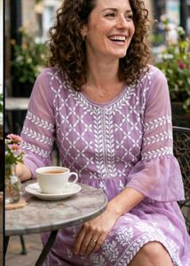 Lavender Chikankari Georgette Tunic ✨