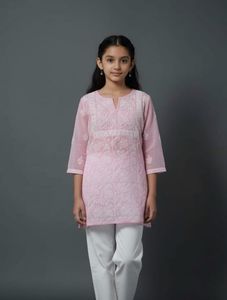 Elegant Pink handwork Chikankari Kurti