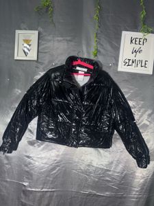 MANGO Shiny Black Puffer Jacket