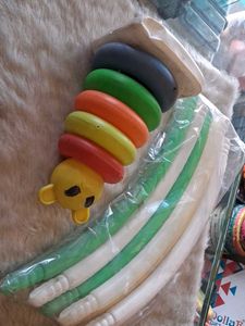Colorful Caterpillar Stacker Toy &amp; Hoops