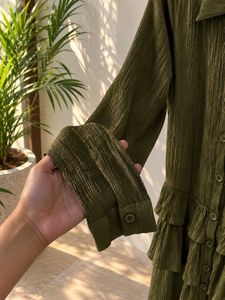 🫒 Olive Vintage Glam Shirt Dress