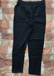 comfortable black straight fit trousers