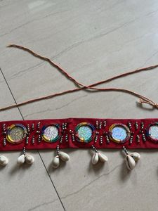 Red Mirror &amp; Shell Navratri Belt