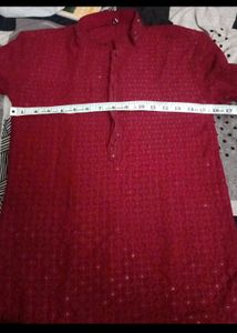 Maroon Embroidered Kurta