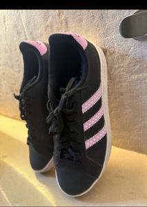 Adidas Black &amp; Pink Striped Sneakers