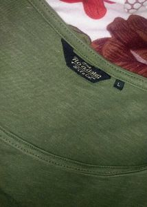 Olive Green Lace-Up Detail Top