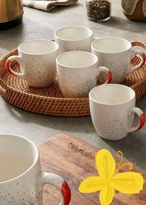 Premium Speckle Ceramic Tea & Coffee Cups - Set