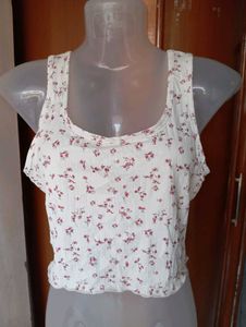 Cute Floral Print Crop Tank Top