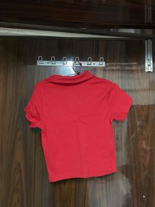 Red Cropped Polo T-Shirt