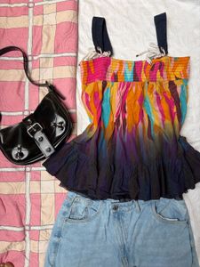 Boho Smocked Tie-Dye Tank Top
