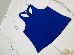 Blue Racerback Tank Top &amp; Black Sports Bra
