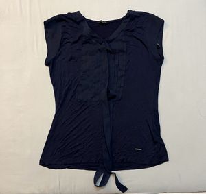 Navy Blue V-Neck Top