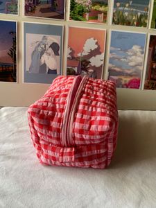 Cute Red Gingham Cosmetic Bag
