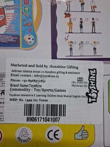 Study Book Intellectual Learning Toy