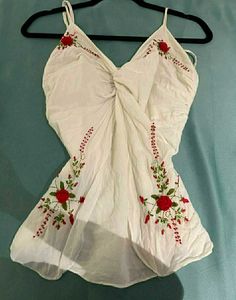 size-m-Embroidered White Camisole Top