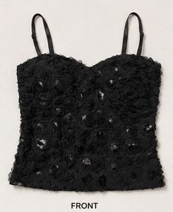 Black Floral Sequin Corset Bustier Top