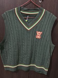 Green Knit Sweater Vest