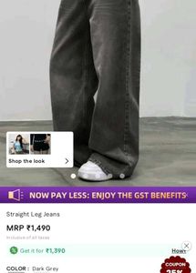 Gray Wash Wide Leg Jeans