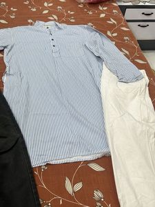 Men's Striped Kurta and Jeans Set