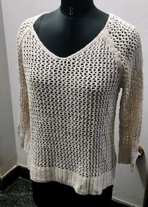 Knitted Cream Sweater - Stylish & Comfy
