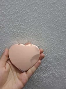 Heart-Shaped Compact Mirror with Charm