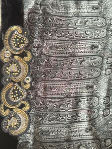 Elegant Black Grey Smooth Saree With velvet border