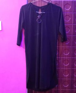 Black Tunic Top with Ring Detail