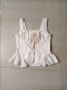 🤍 WHITE TEXTURED CORSET TOP