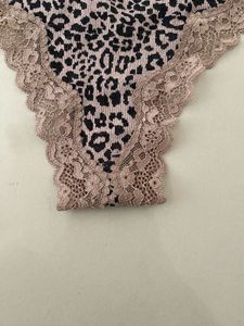 Leopard Print Lace Trim Thong