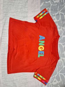 Red Angel Graphic Crop Tee