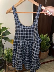 b&amp;w checkered babydoll mini dress