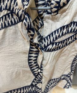 Stylish Beige &amp; Blue Printed Shirt