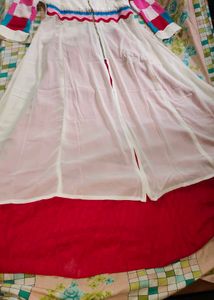 White long gown with Red skirt