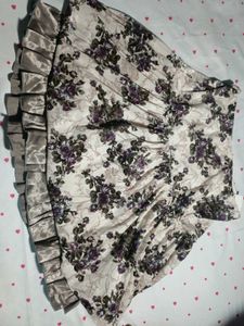 Floral Print Skirt with Ruffles