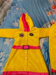 Cute Yellow Hooded Fleece Coat