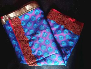 Blue and Red Festive Saree