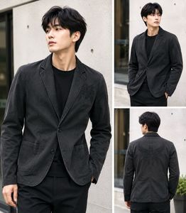 Men's Black Blazer with Crest Detail