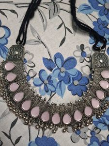 Boho Oxidized Silver Choker Necklace