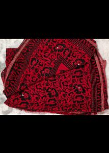 Beautiful Red &amp; Black Floral Saree