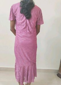 Pink Lace Midi Dress
