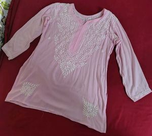 Pink Chikankari Kurta