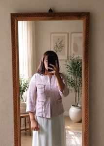 Pink Tweed Cropped Jacket