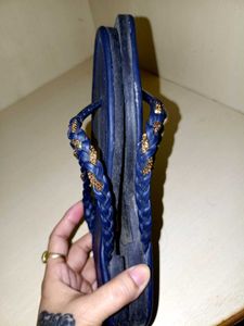 Navy Blue Braided Thong Sandals