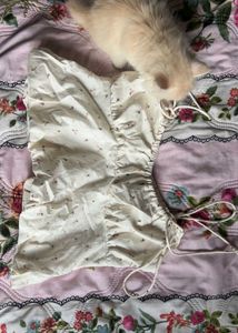 Cream Floral Ruched Top