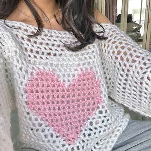 Crochet Heart Sweater Top