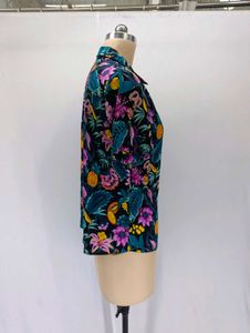 Vibrant Floral Print Short Sleeve Top
