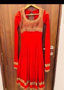 Red Kurta Set with Skirt and Dupatta