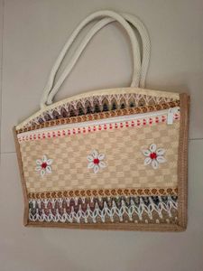Boho Floral Woven Tote Bag